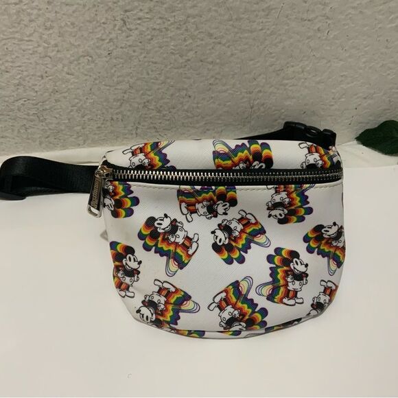 Loungefly Disney Mickey with rainbow dropshadow print faux textured Hip Pack - Picture 1 of 14
